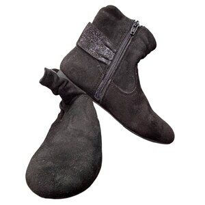 Wonder Nation Girls Black Slouch Boots With Side Zipper & Bow Size 13